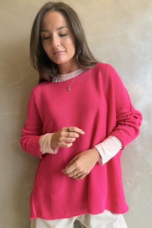 Conrad Slouch Cotton Knit Hot Pink